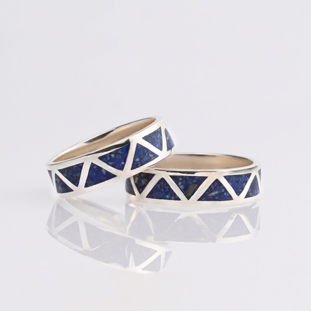 Argollas de Matrimonio Lapizlázuli triangulo  Plata 950