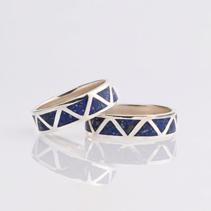 Argollas de Matrimonio Lapizlázuli triangulo  Plata 950