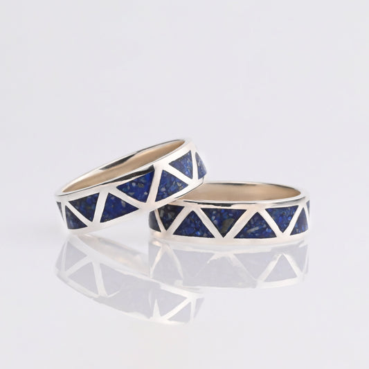 Argollas de Matrimonio Lapizlázuli triangulo  Plata 950