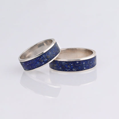 Argollas de Matrimonio Lapizlázuli Doble Plata 950