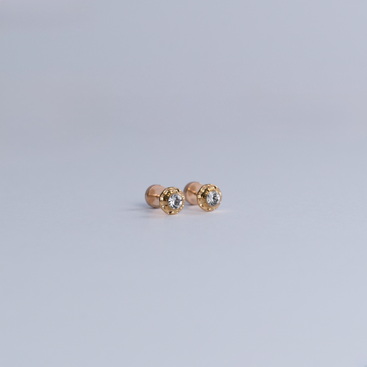 Aros abridores Chatón Blanco Oro 14K