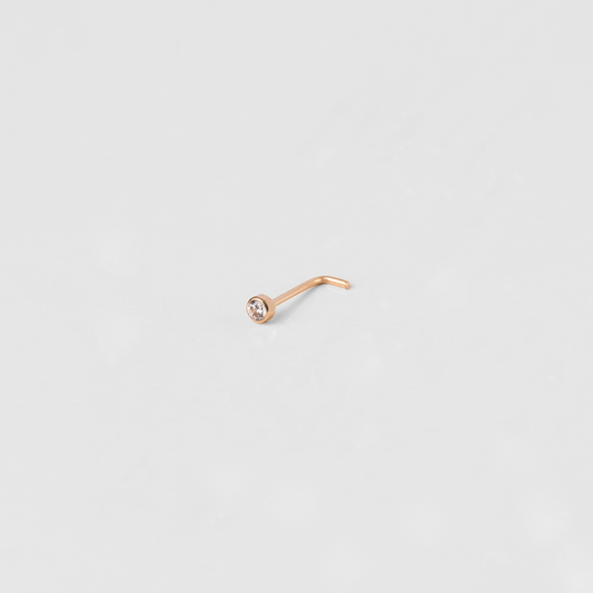 Piercing Nostril en Oro Rosado 18K con Circón