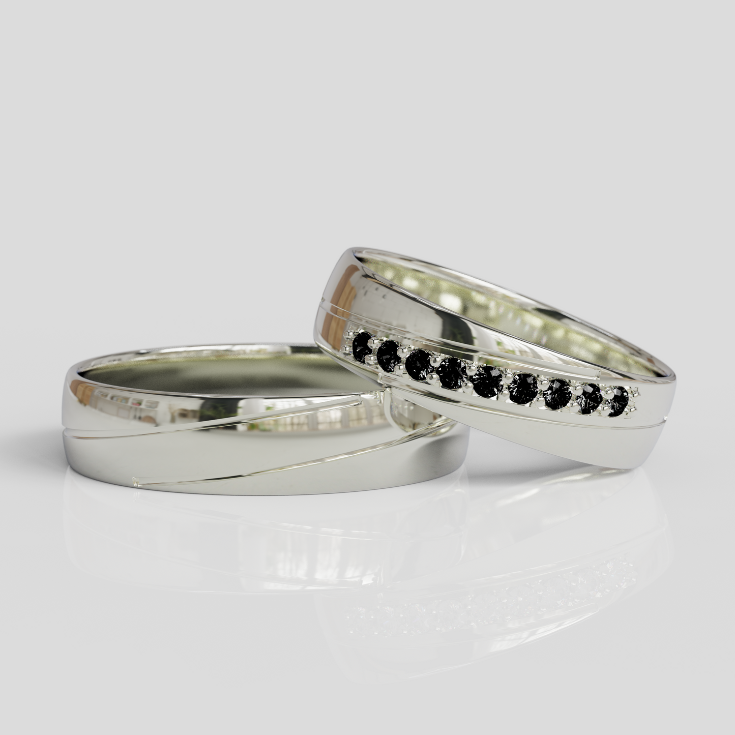 Argollas de Matrimonio Diagonal Plata 950