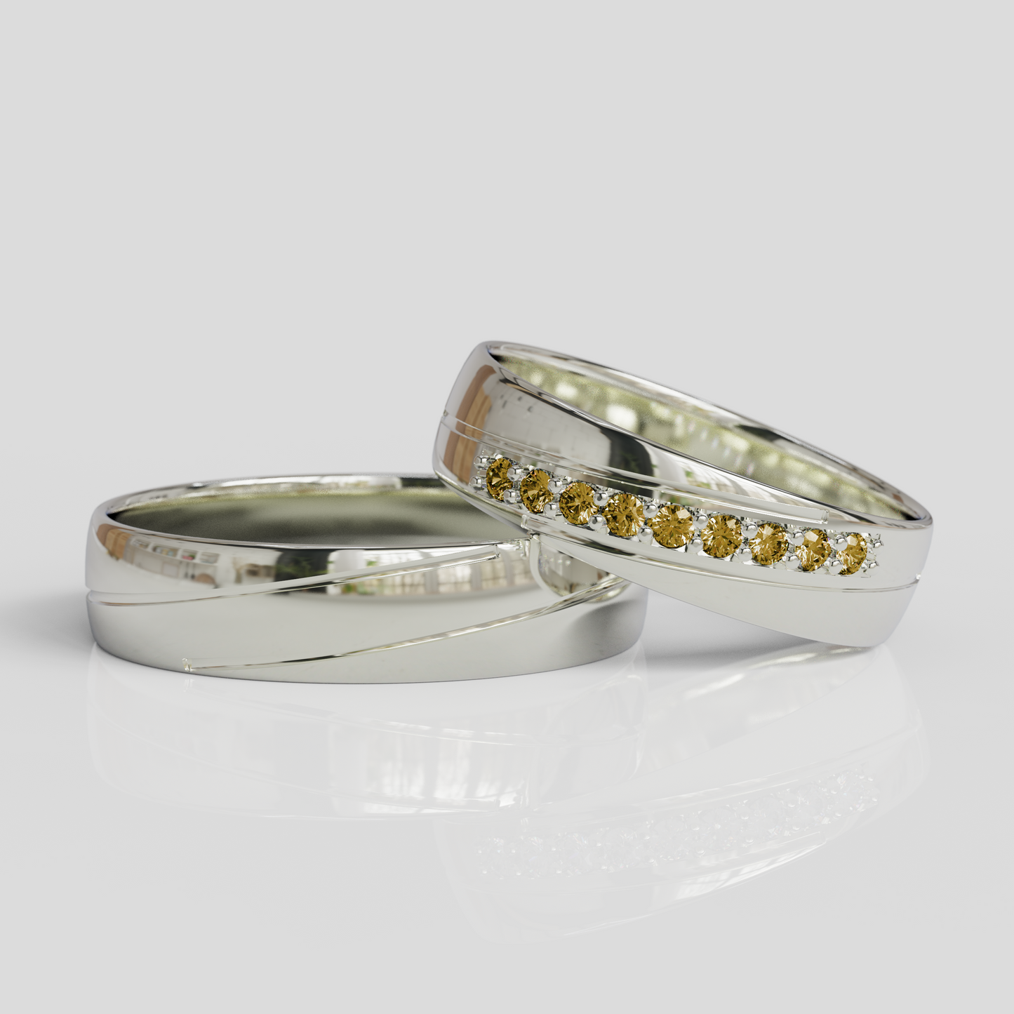 Argollas de Matrimonio Diagonal Plata 950