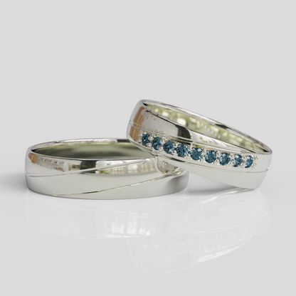 Argollas de Matrimonio Diagonal Plata 950