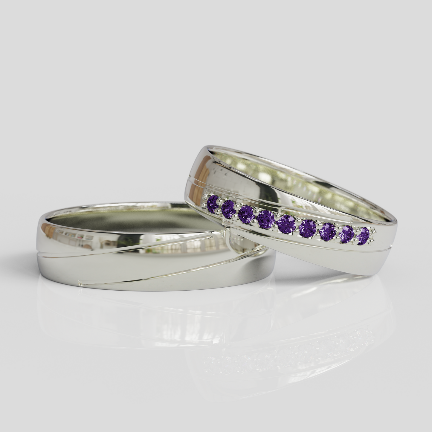 Argollas de Matrimonio Diagonal Plata 950