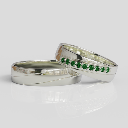 Argollas de Matrimonio Diagonal Plata 950