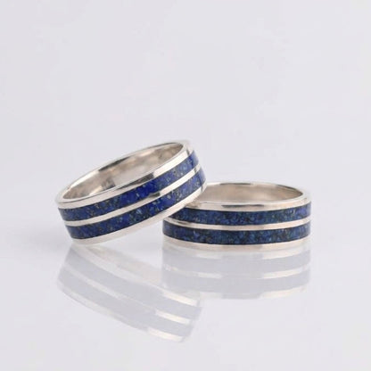 Argollas de Matrimonio Lapizlázuli doble Plata 950