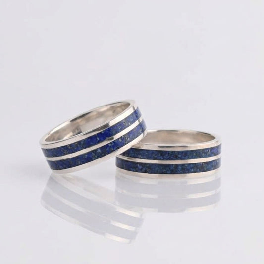 Argollas de Matrimonio Lapizlázuli doble Plata 950