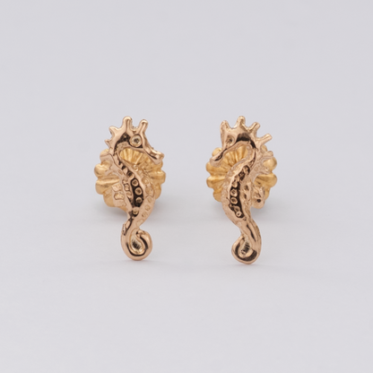 Aros Caballito de Mar Oro Rosado 18K