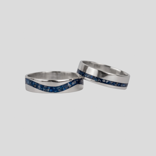 Argollas de Matrimonio Tubo 4mm con Lapizlázuli Plata 950