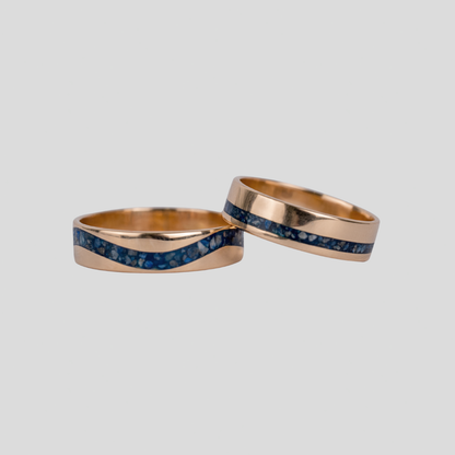 Argollas de Matrimonio Tubo 4mm con Lapizlázuli Oro 18k