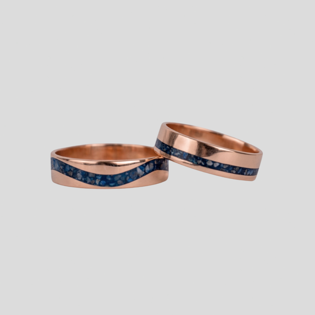 Argollas de Matrimonio Tubo 4mm con Lapizlázuli Oro 18k