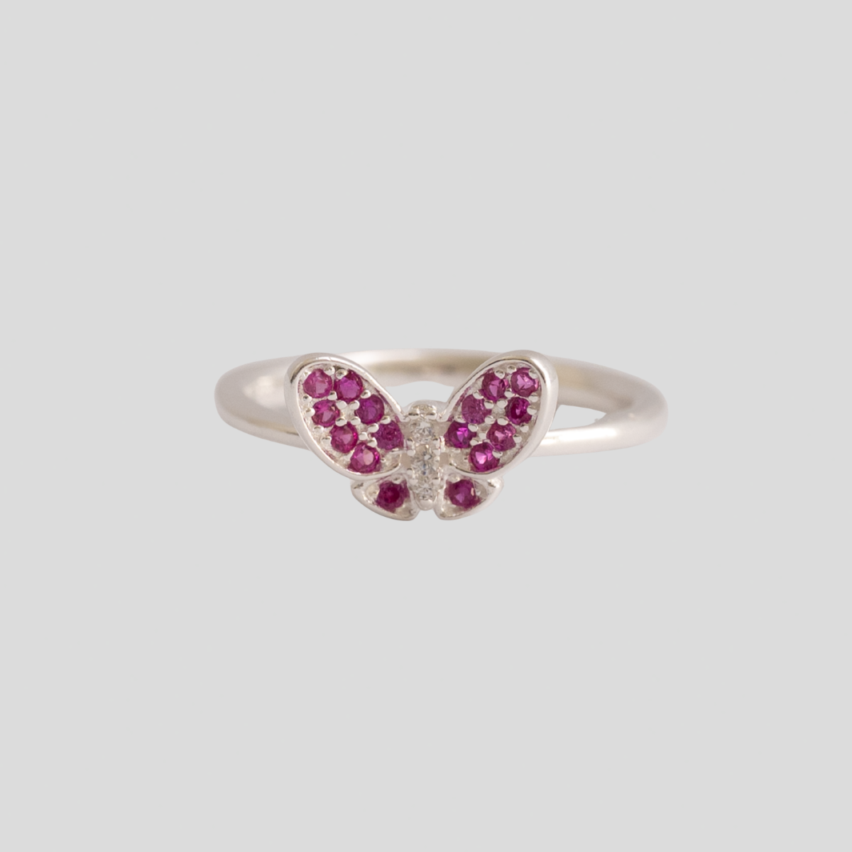 Anillo Plata 925 Mariposa Rosa