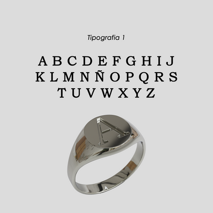 Anillo Sello Redondo Personalizable Plata 950