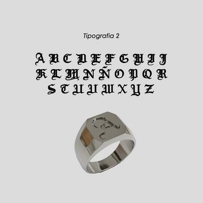 Anillo Sello Cuadrado Personalizable Plata 950