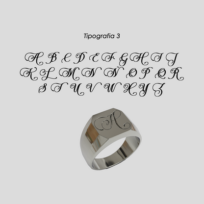 Anillo Sello Cuadrado Personalizable Plata 950