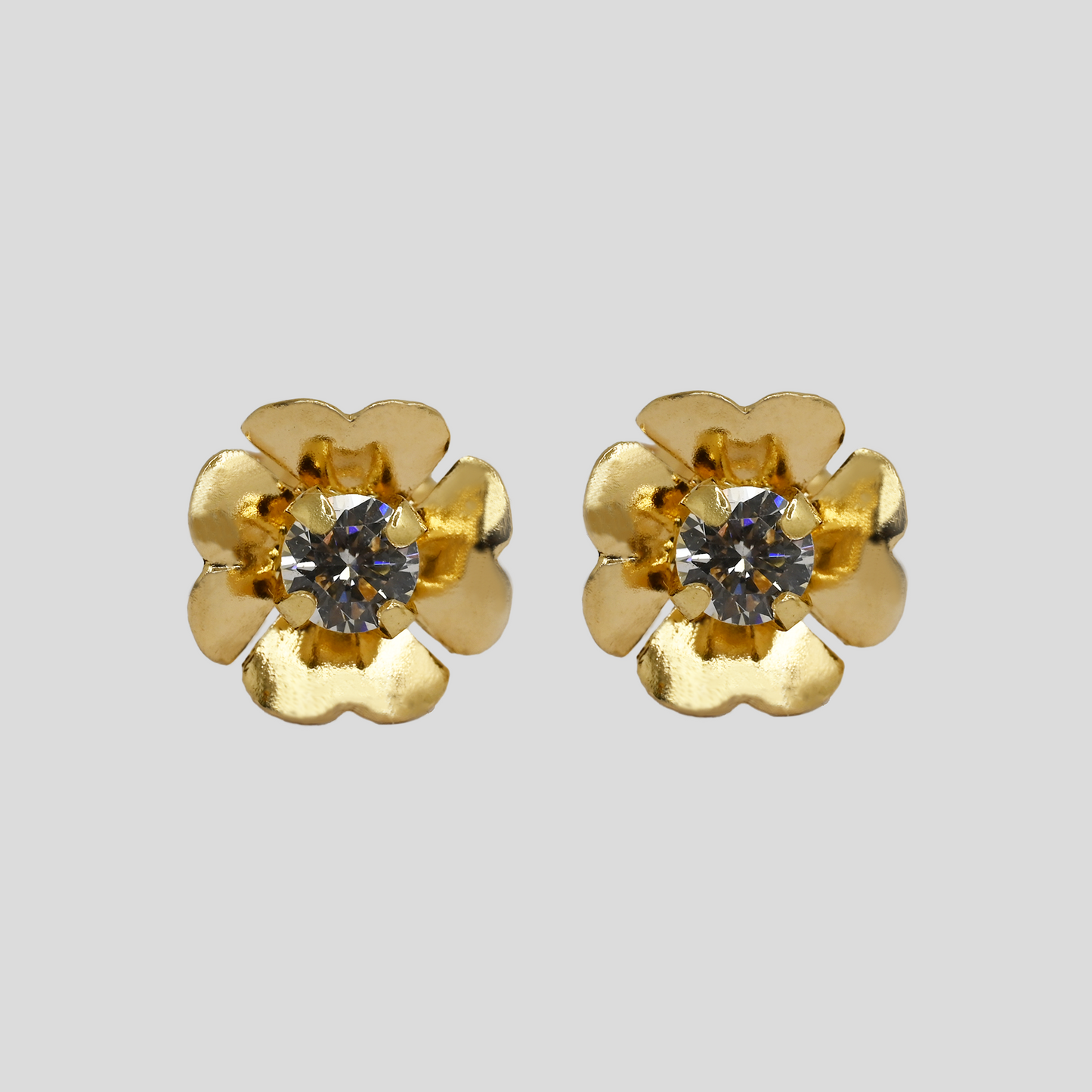 Aros Flor de Trébol Oro Rosado 18k