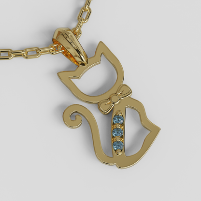Conjunto Colgante Gato y Cadena Limada