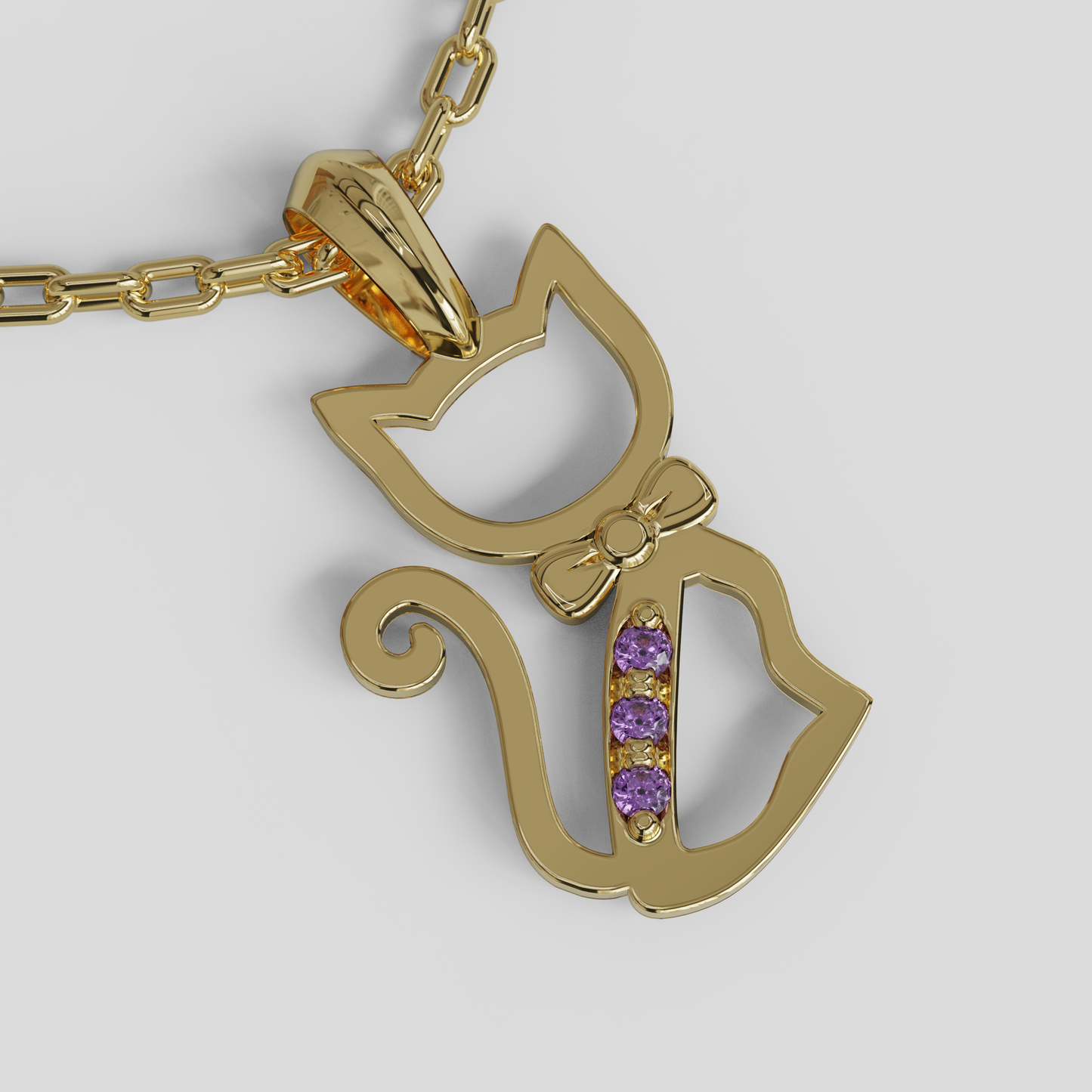 Conjunto Colgante Gato y Cadena Limada