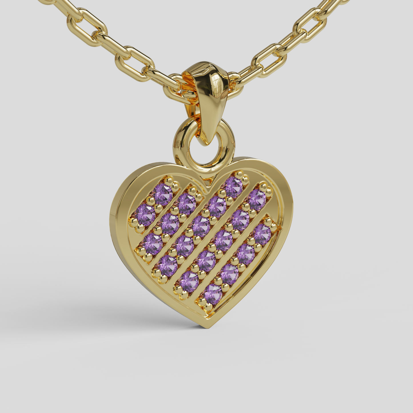 Conjunto Cadena Limada con Colgante Corazón Brillante