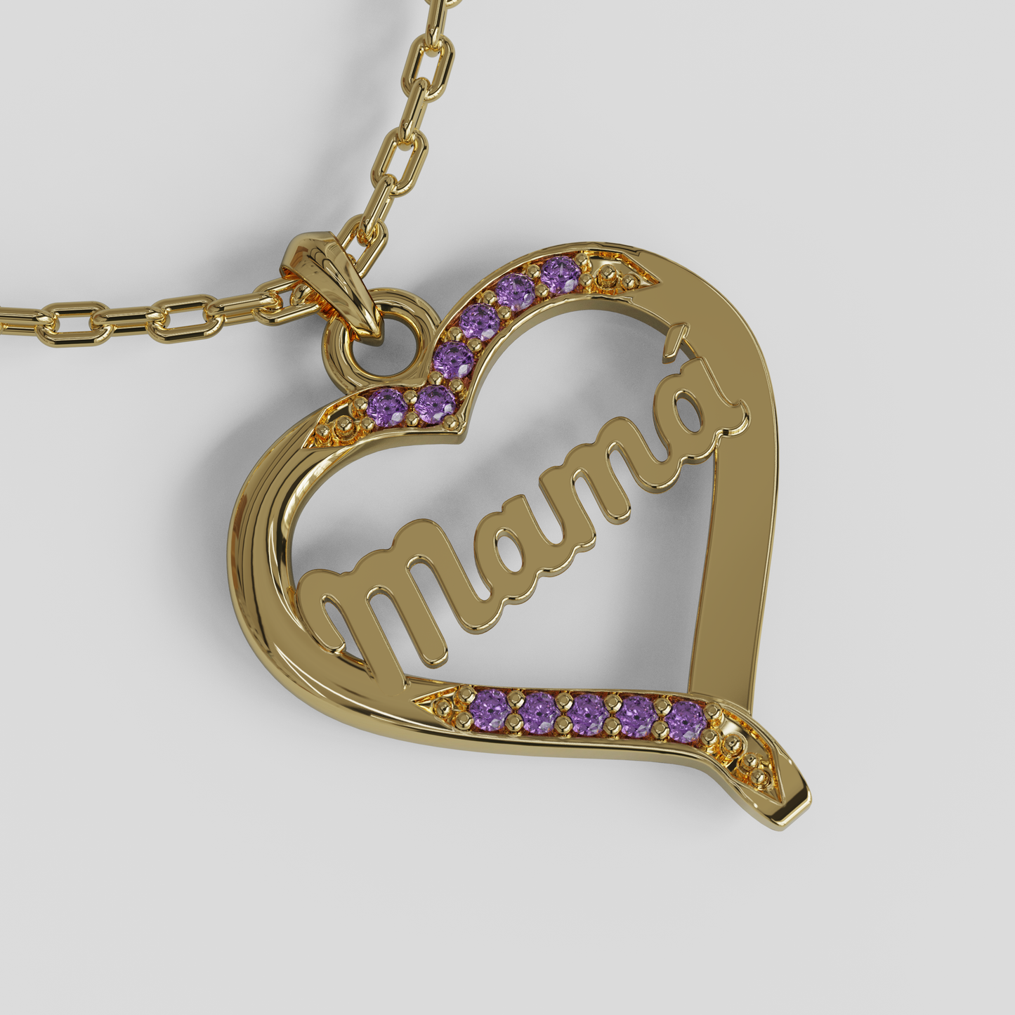 Conjunto Cadena Limada con Colgante Corazón Mamá