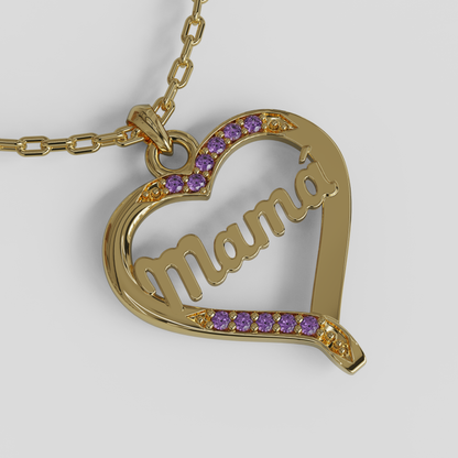 Conjunto Cadena Limada con Colgante Corazón Mamá