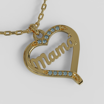 Conjunto Cadena Limada con Colgante Corazón Mamá