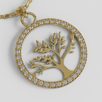 Conjunto Cadena Limada con Colgante Árbol de la Vida