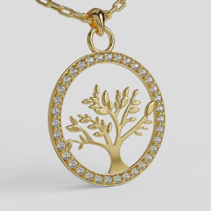 Conjunto Cadena Limada con Colgante Árbol de la Vida