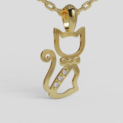 Conjunto Colgante Gato y Cadena Limada