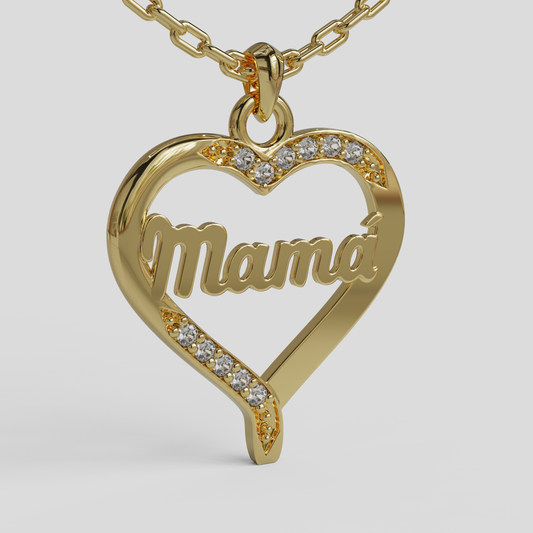 Conjunto Cadena Limada con Colgante Corazón Mamá