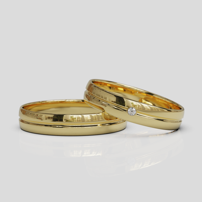 Argollas de Matrimonio Horizonte Media Caña Oro 18k 4mm