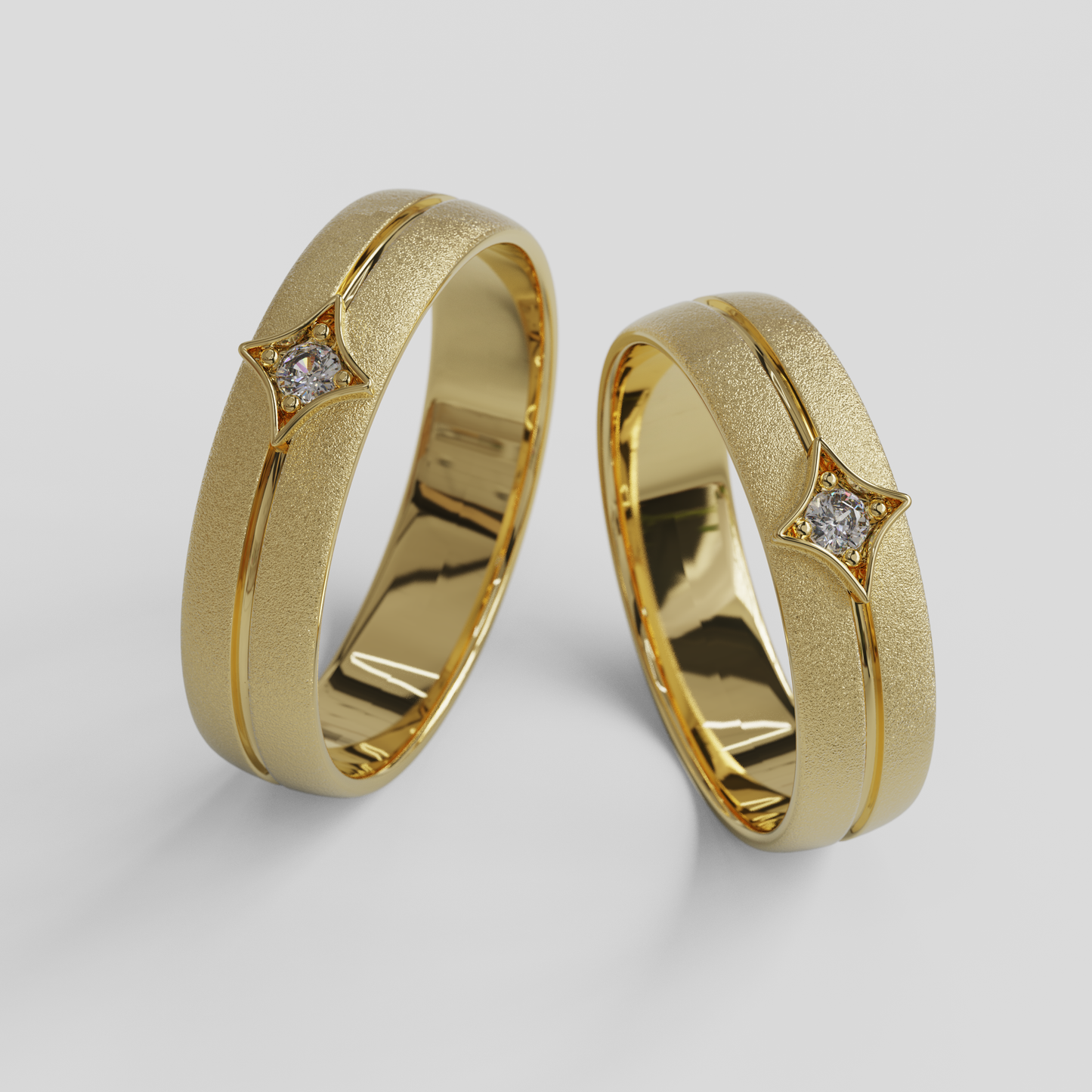 Argollas Matrimonio Rombo Oro 18k