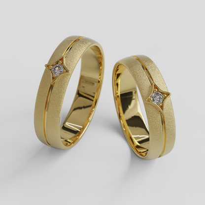 Argollas Matrimonio Rombo Oro 18k