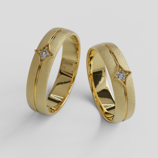 Argollas Matrimonio Rombo Oro 18k