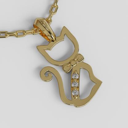 Conjunto Colgante Gato y Cadena Limada