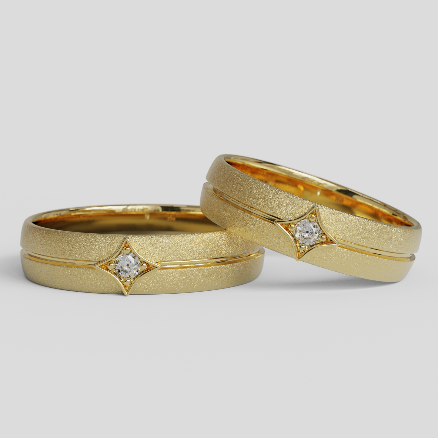 Argollas Matrimonio Rombo Oro 18k