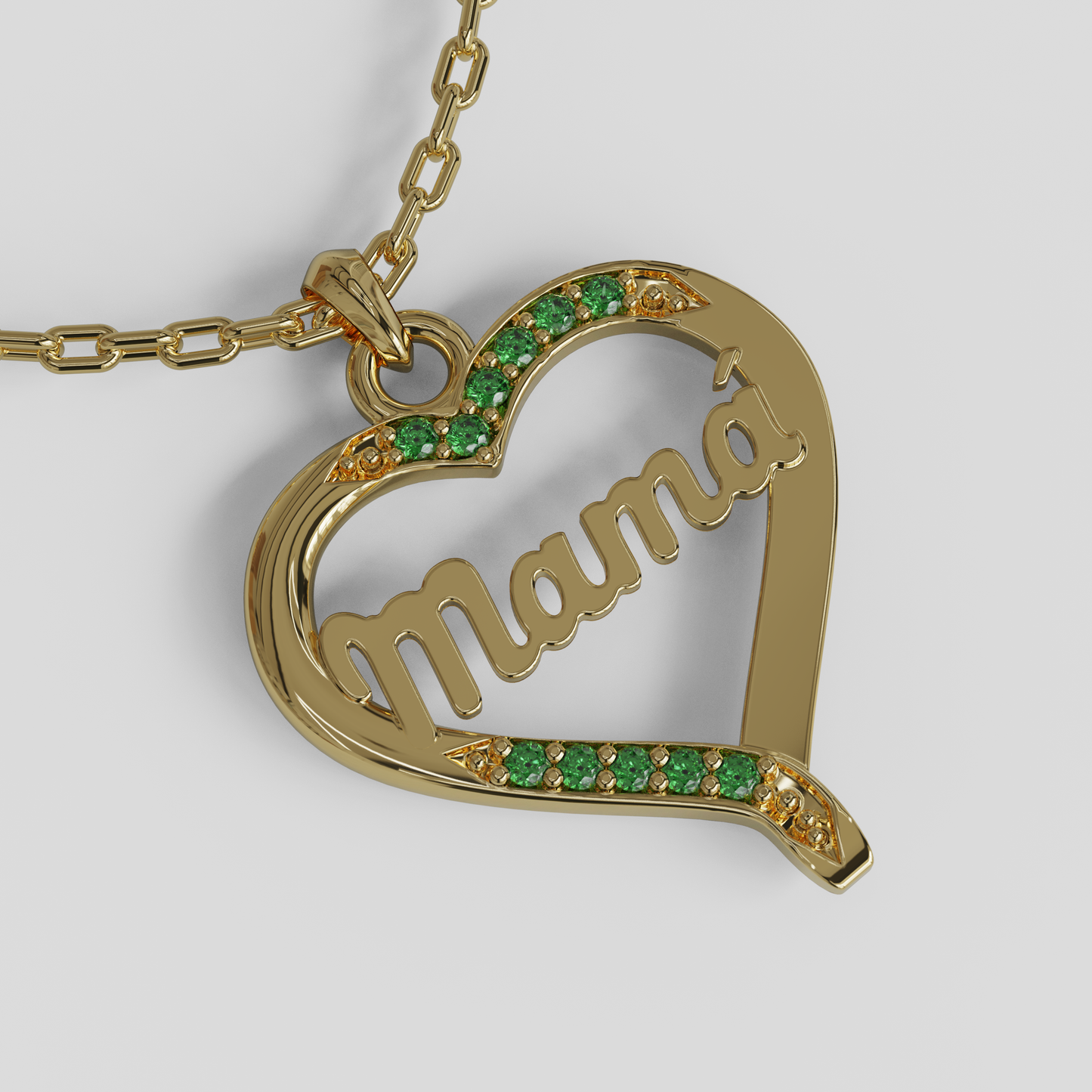 Conjunto Cadena Limada con Colgante Corazón Mamá