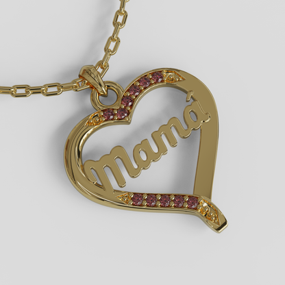 Conjunto Cadena Limada con Colgante Corazón Mamá