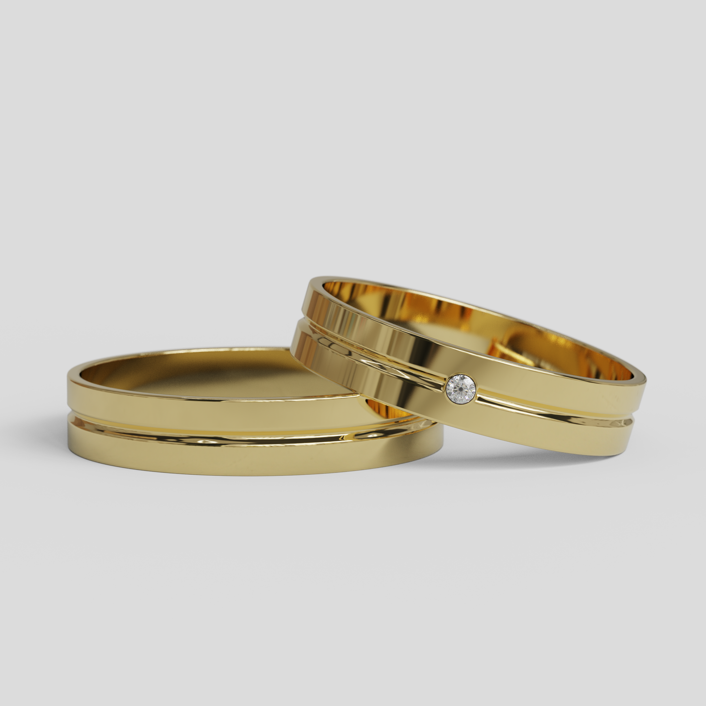 Argollas de Matrimonio Horizonte Tubo Oro 18k 4mm