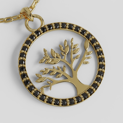 Conjunto Cadena Limada con Colgante Árbol de la Vida