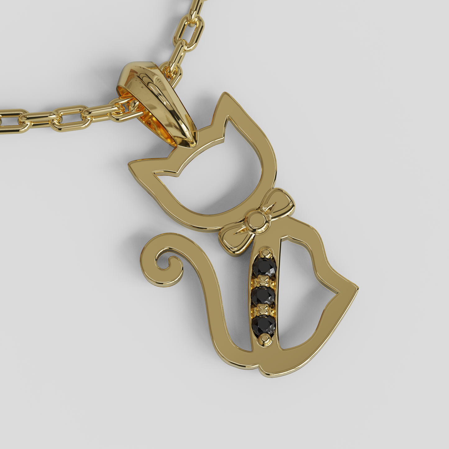 Conjunto Colgante Gato y Cadena Limada
