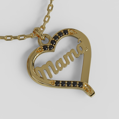 Conjunto Cadena Limada con Colgante Corazón Mamá
