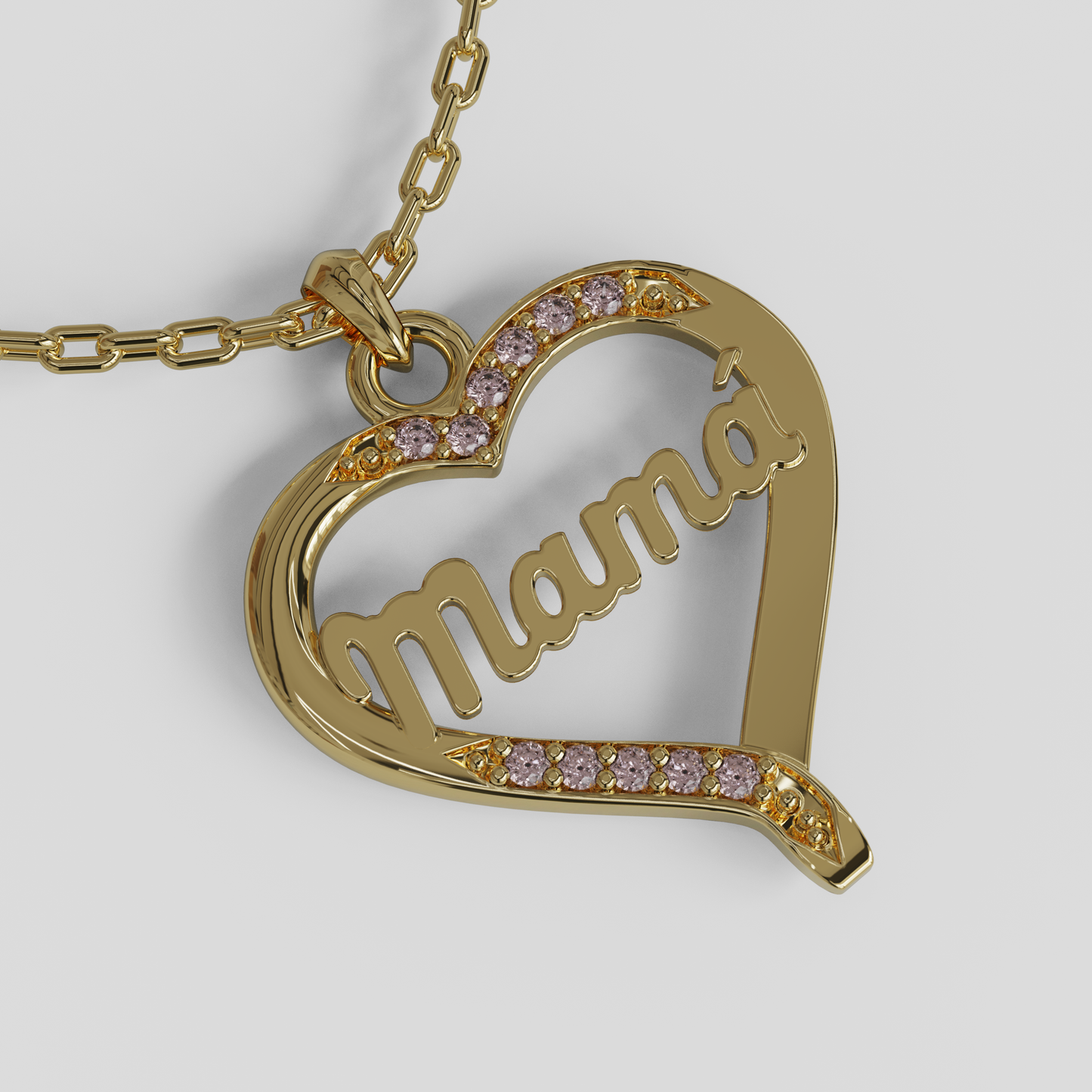 Conjunto Cadena Limada con Colgante Corazón Mamá