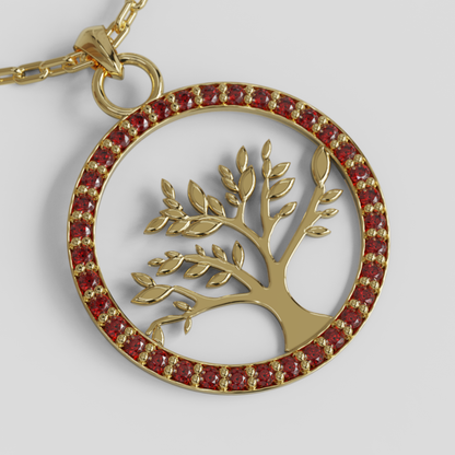 Conjunto Cadena Limada con Colgante Árbol de la Vida