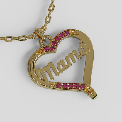Conjunto Cadena Limada con Colgante Corazón Mamá