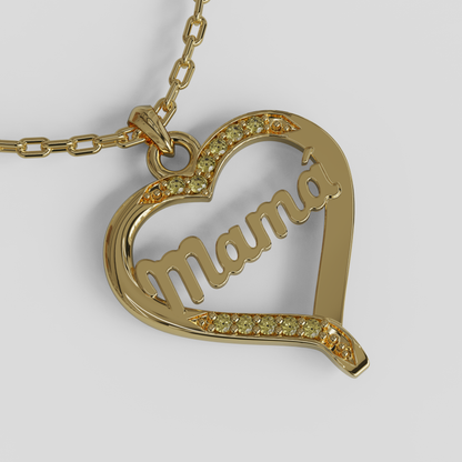 Conjunto Cadena Limada con Colgante Corazón Mamá