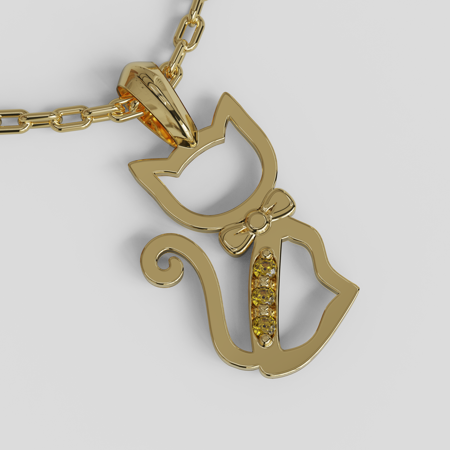 Conjunto Colgante Gato y Cadena Limada