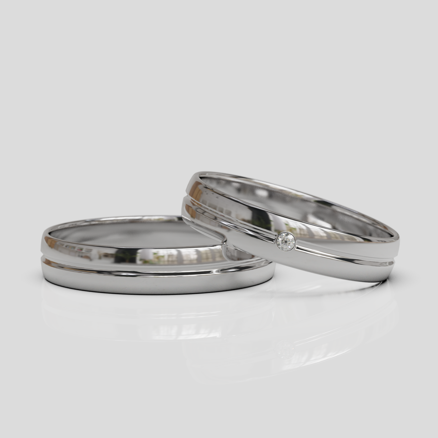 Argollas de Matrimonio Horizonte Media Caña Oro 18k 4mm